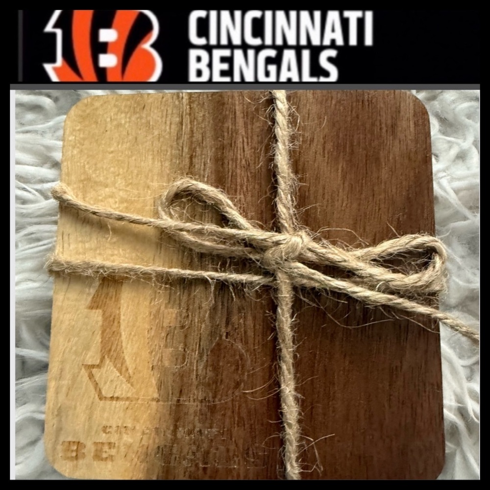 ⭐️NEW Cincinnati Bengals Acacia Wood Coasters